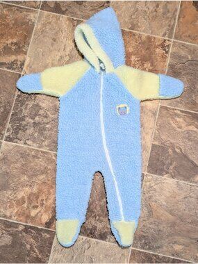 Cuddle Time Infant Hooded Fleece Bunting 0-6 Months Blue & Yellow Bear Embroider
